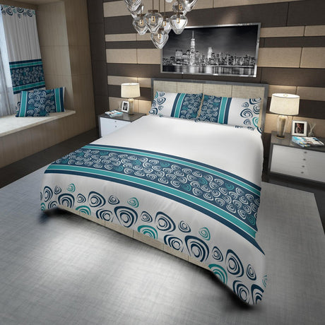 Juego de Sabanas Blanco y Azul Semidoble 120 X 190 Cm de Remolinos - Ropa de Cama | Bylmo