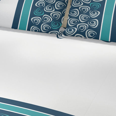 Juego de Sabanas Blanco y Azul Semidoble 120 X 190 Cm de Remolinos - Ropa de Cama | Bylmo