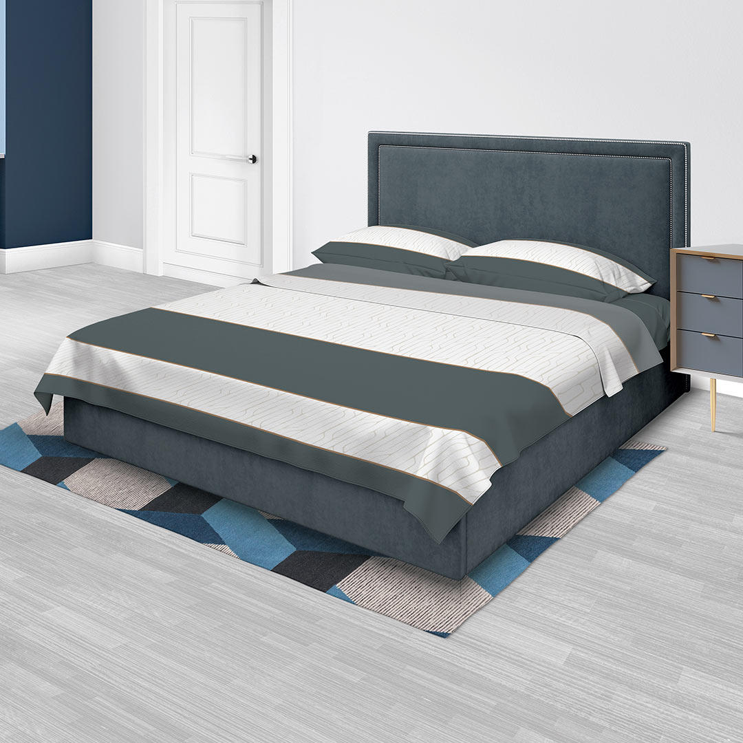 Juego de Sabanas Blanco y Gris Queen 160 X 190 Cm de Lineas con 250 Hilos - Ropa de Cama | Bylmo