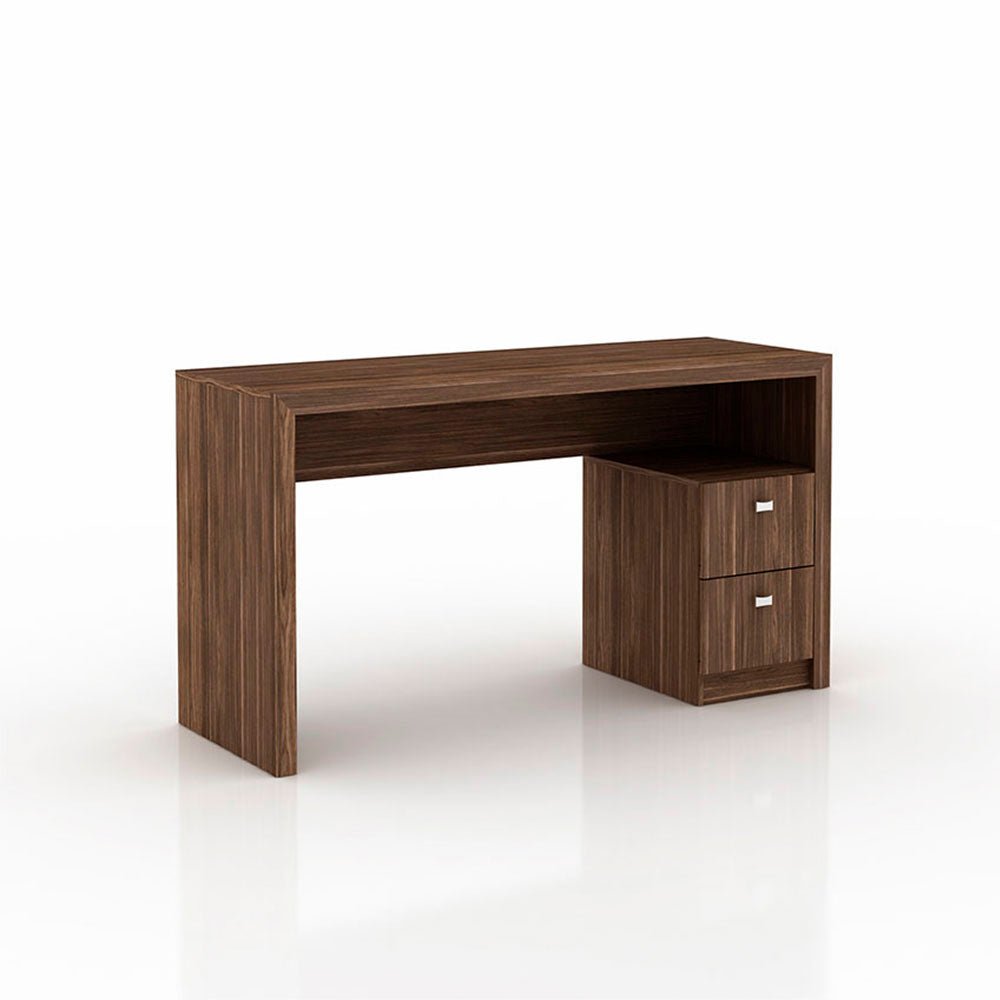 Escritorio Santorini Nogal 135 cm con Cajones y Entrepaños - Escritorios y Archivadores | Bylmo