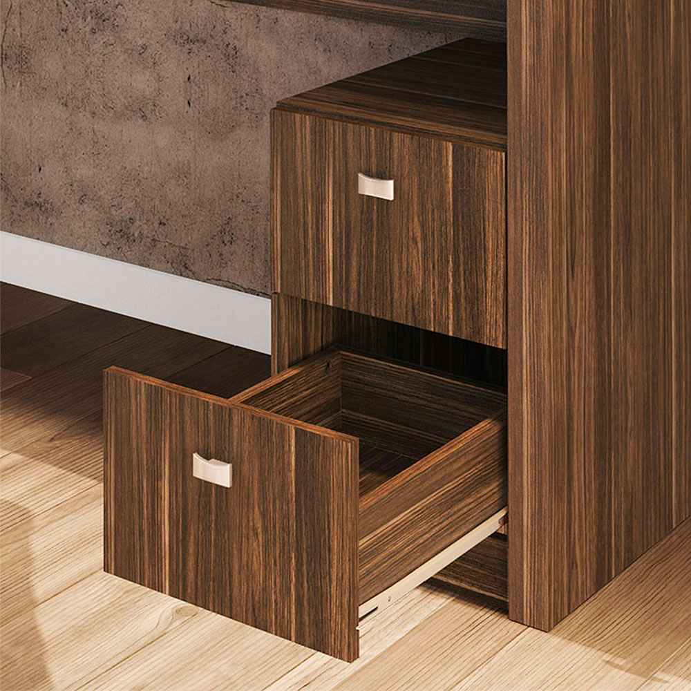 Escritorio Santorini Nogal 135 cm con Cajones y Entrepaños - Escritorios y Archivadores | Bylmo