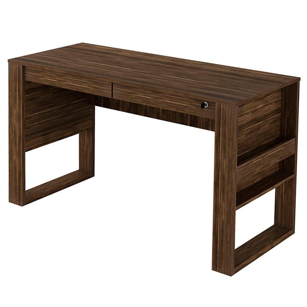 Escritorio Juventus Nogal 127 cm con Cajones con Llave y Revistero - Escritorios y Archivadores | Bylmo