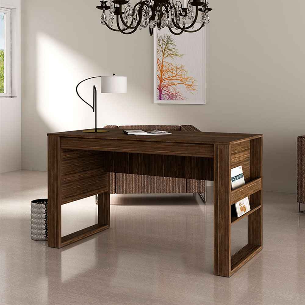 Escritorio Nápoles Nogal 127 cm con Revistero - Escritorios y Archivadores | Bylmo