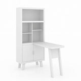 Escritorio en L Milán Blanco 122 cm con Biblioteca y Puertas - Escritorios y Archivadores | Bylmo