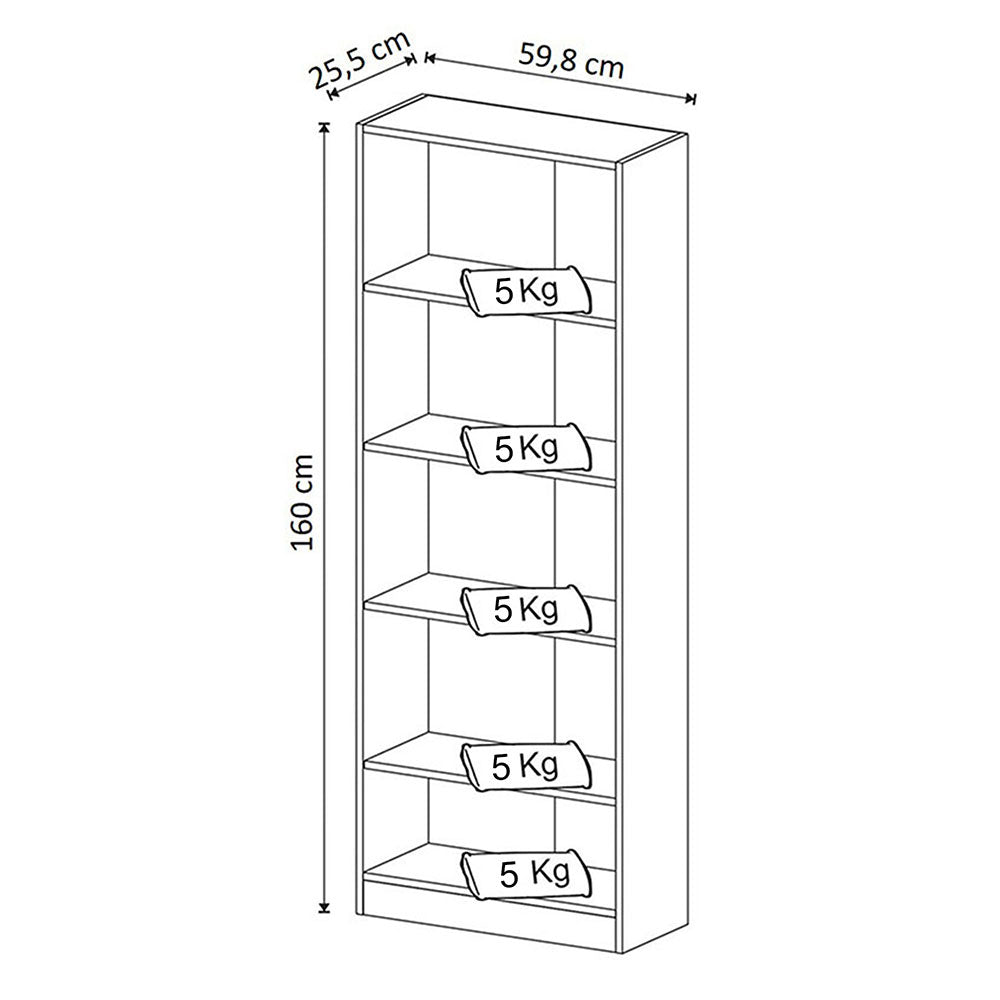 Biblioteca Rosana Roble 60 cm con Entrepaños - Bibliotecas | Bylmo