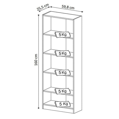 Biblioteca Rosana Roble 60 cm con Entrepaños - Bibliotecas | Bylmo