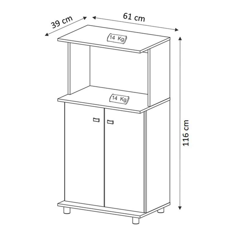 Mueble Auxiliar Almería Blanco 61 cm con Dos Puertas y Entrepaño - Muebles Organizadores | Bylmo