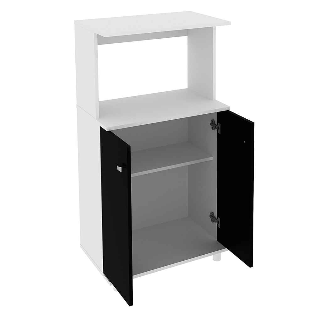 Mueble Auxiliar Almería Blanco y Negro 61 cm con Dos Puertas y Entrepaño - Muebles Organizadores | Bylmo