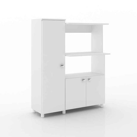Mueble Auxiliar de Cocina Segovia Blanco 96.5x119cm con Cinco Entrepaños y con Seis Comportamientos - Muebles Organizadores | Bylmo