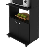 Mueble Auxiliar de Cocina Victoria Negro 61x116cm con Dos Entrepaños y con Tres Comportamientos - Muebles Organizadores | Bylmo