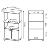 Mueble Auxiliar de Cocina Victoria Negro 61x116cm con Dos Entrepaños y con Tres Comportamientos - Muebles Organizadores | Bylmo