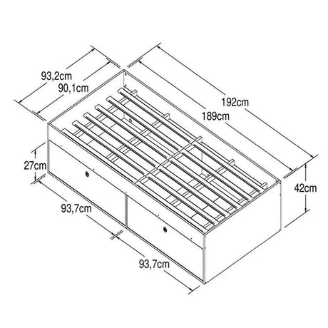 Cama Tokio Sencilla 90 cm Blanco con Cuatro Puertas - Camas | Bylmo