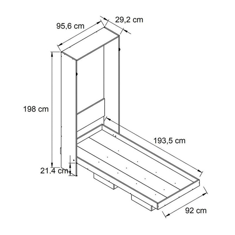 Cama Japón Sencilla 90 cm Blanca Desplegable