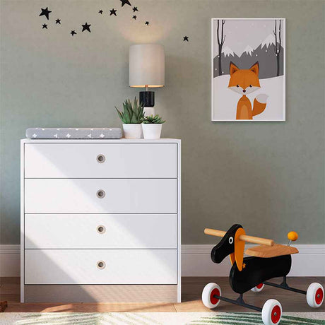 Cómoda Vicente Blanco 73 cm con Cuatro Cajones - Cajoneras | Bylmo