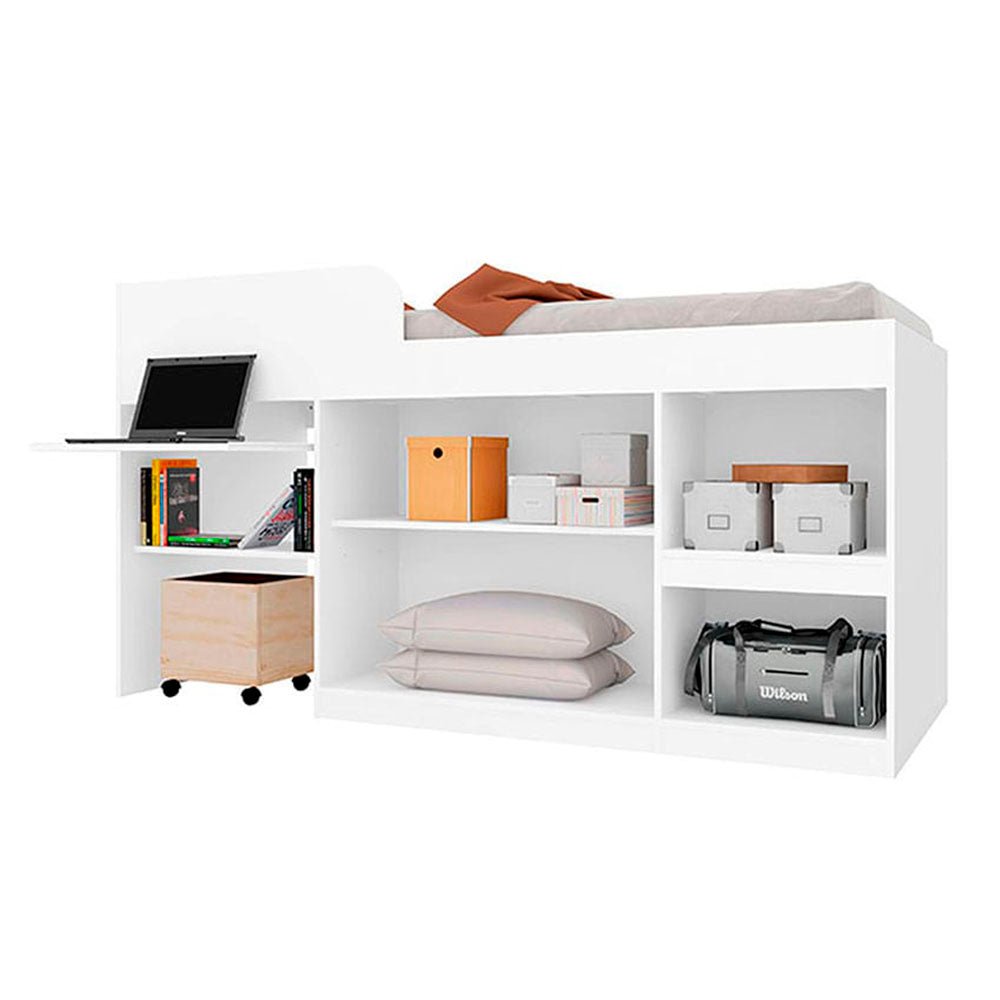 Cama Juvenil Sencilla 90 cm Blanco Multifuncional - Camas | Bylmo