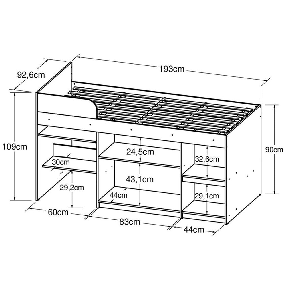 Cama Juvenil Sencilla 90 cm Blanco Multifuncional - Camas | Bylmo