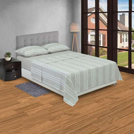 Juego de Sabanas Poliéster Doble 140 cm Beige con Líneas - Ropa de Cama | Bylmo