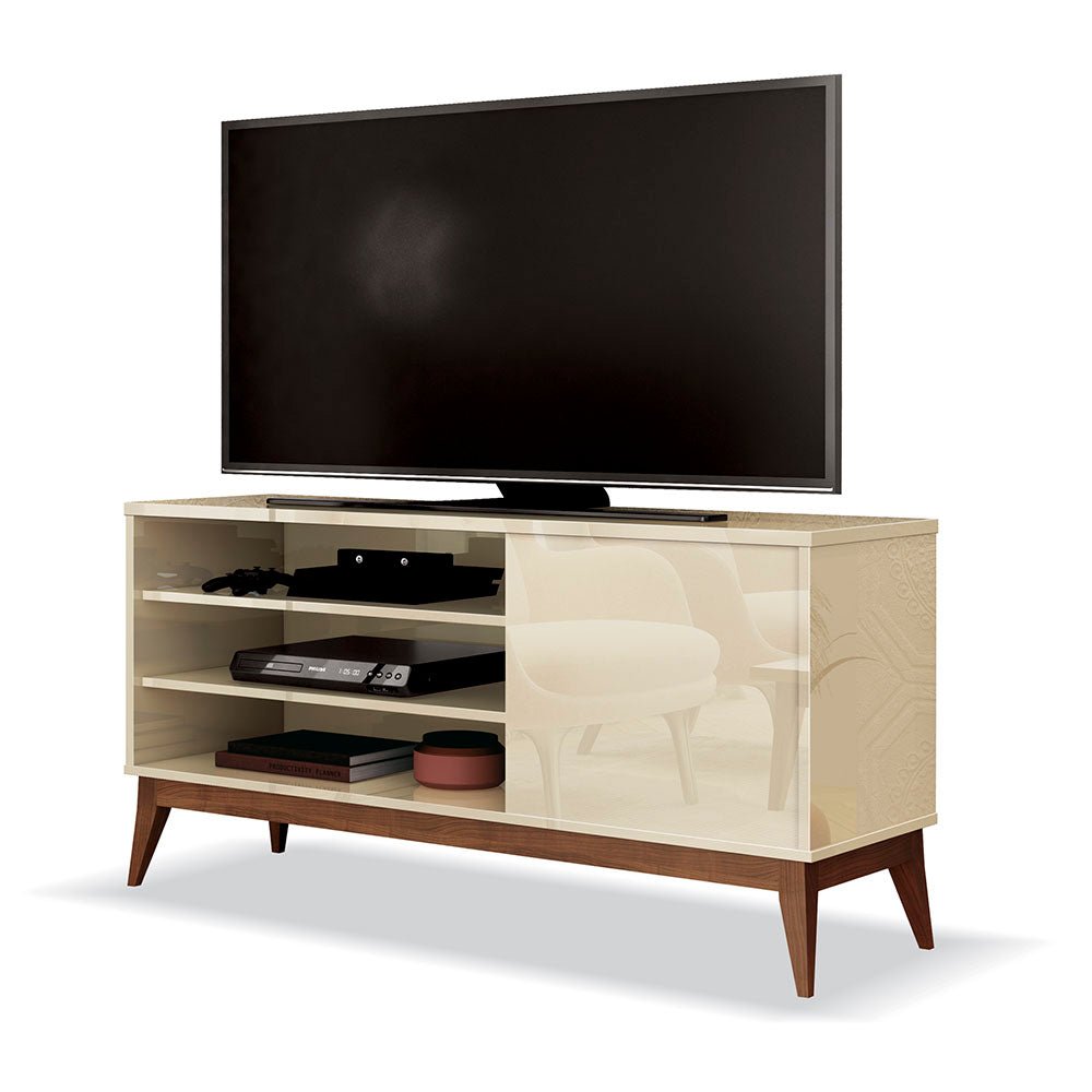 Rack Vince Blanco y Cafe 116 cm con Una Puerta - Muebles para TV | Bylmo