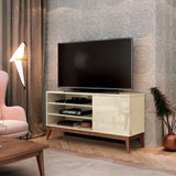 Rack Vince Blanco y Cafe 116 cm con Una Puerta - Muebles para TV | Bylmo