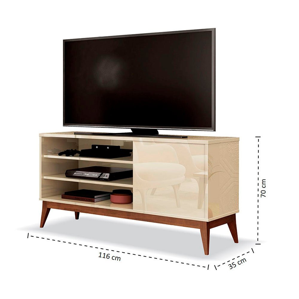 Rack Vince Blanco y Cafe 116 cm con Una Puerta - Muebles para TV | Bylmo