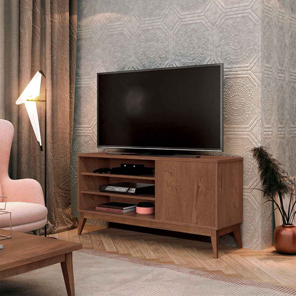 Rack Vince Cafe 116 cm con Una Puerta - Muebles para TV | Bylmo