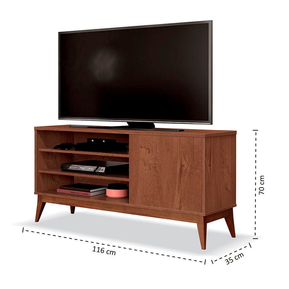 Rack Vince Cafe 116 cm con Una Puerta - Muebles para TV | Bylmo