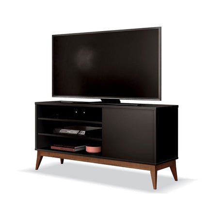 Rack Vince Cafe y Negro 116 cm con Una Puerta - Muebles para TV | Bylmo