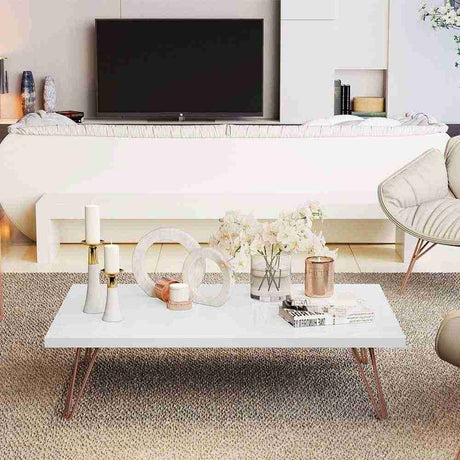 Mesa de Centro España Blanco 90x22cm Rectangular con Patas - Mesas | Bylmo