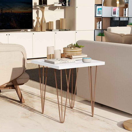 Mesa de Centro Fiyi Blanco 45x45cm Rectangular con Patas - Mesas | Bylmo