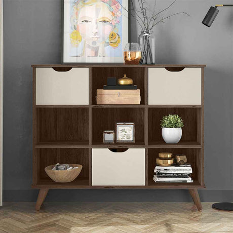 Arrimo Recife Ebano 108 cm con Tres Cajones Blancos - Repisas y Percheros | Bylmo