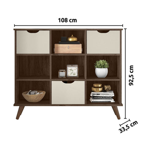 Arrimo Recife Ebano 108 cm con Tres Cajones Blancos - Repisas y Percheros | Bylmo