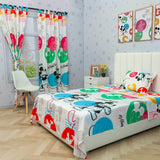 Combo Juego de Sabanas y Cortina Infantil Microfibra Sencilla 100 cm Blanco de Mickey de Colores - Ropa de Cama | Bylmo