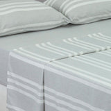 Juego de Sabanas Poliéster Doble 140 cm Gris Claro con Líneas Blancas - Ropa de Cama | Bylmo