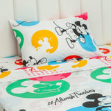 Combo Juego de Sabanas y Cortina Infantil Microfibra Sencilla 100 cm Blanco de Mickey de Colores - Ropa de Cama | Bylmo