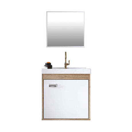 Mueble Capella Almendra y Blanco 40 cm con Espejo y Una Puerta - Gabinetes | Bylmo