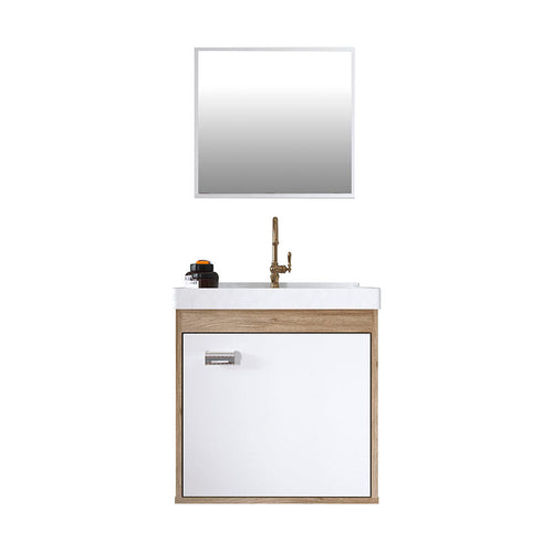 Mueble Capella Almendra y Blanco 40 cm con Espejo y Una Puerta