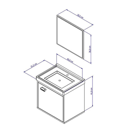Mueble Capella Almendra y Blanco 40 cm con Espejo y Una Puerta - Gabinetes | Bylmo