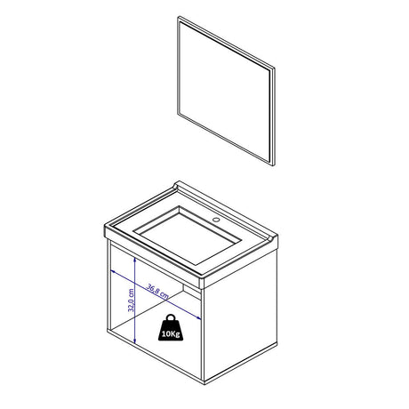 Mueble Capella Almendra y Blanco 40 cm con Espejo y Una Puerta - Gabinetes | Bylmo