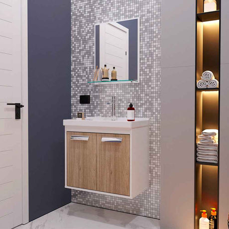 Mueble Gales Blanco y Almendra 51 cm con Dos Puertas - Gabinetes | Bylmo