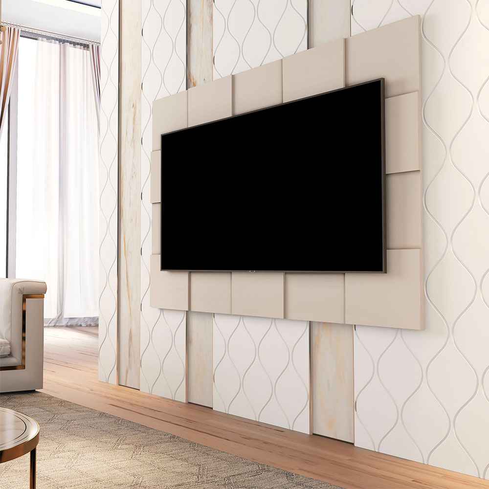 Panel de TV Beige 160x128cm Para TV Hasta 55 Pulgadas sin Cajones - Muebles para TV | Bylmo