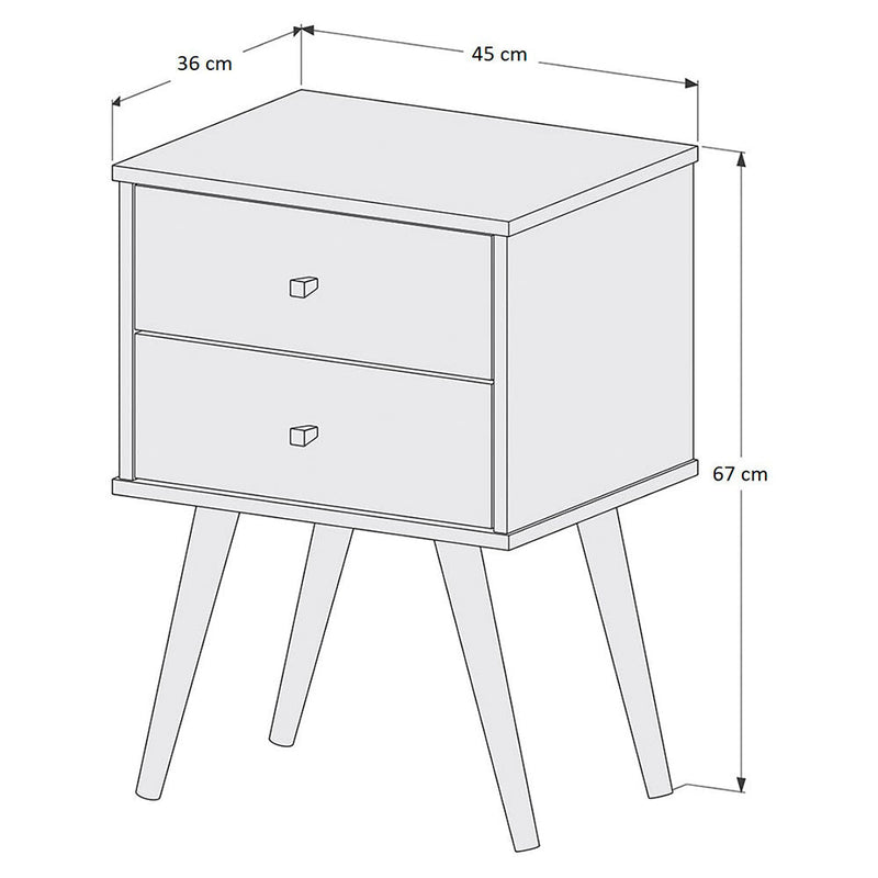 Mesa de Noche Croacia Blanco 45 cm con Dos Cajones