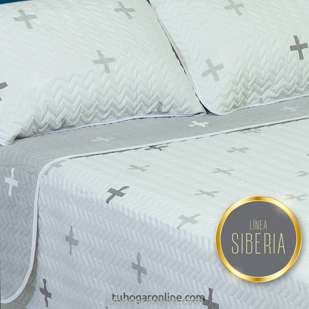 Cubrelecho Español Blanco y Gris para Cama King 200 X 200 Cm Doble Faz de Cruces - Ropa de Cama | Bylmo