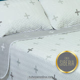 Cubrelecho Español Blanco y Gris para Cama King 200 X 200 Cm Doble Faz de Cruces - Ropa de Cama | Bylmo