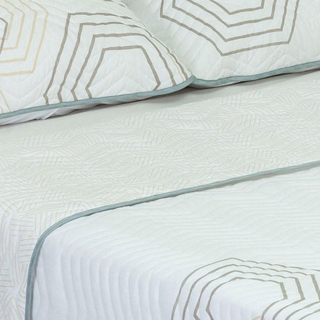 Cubrelecho Español Blanco y Gris para Cama King 200 X 200 Cm Doble Faz de Hexagonos - Ropa de Cama | Bylmo