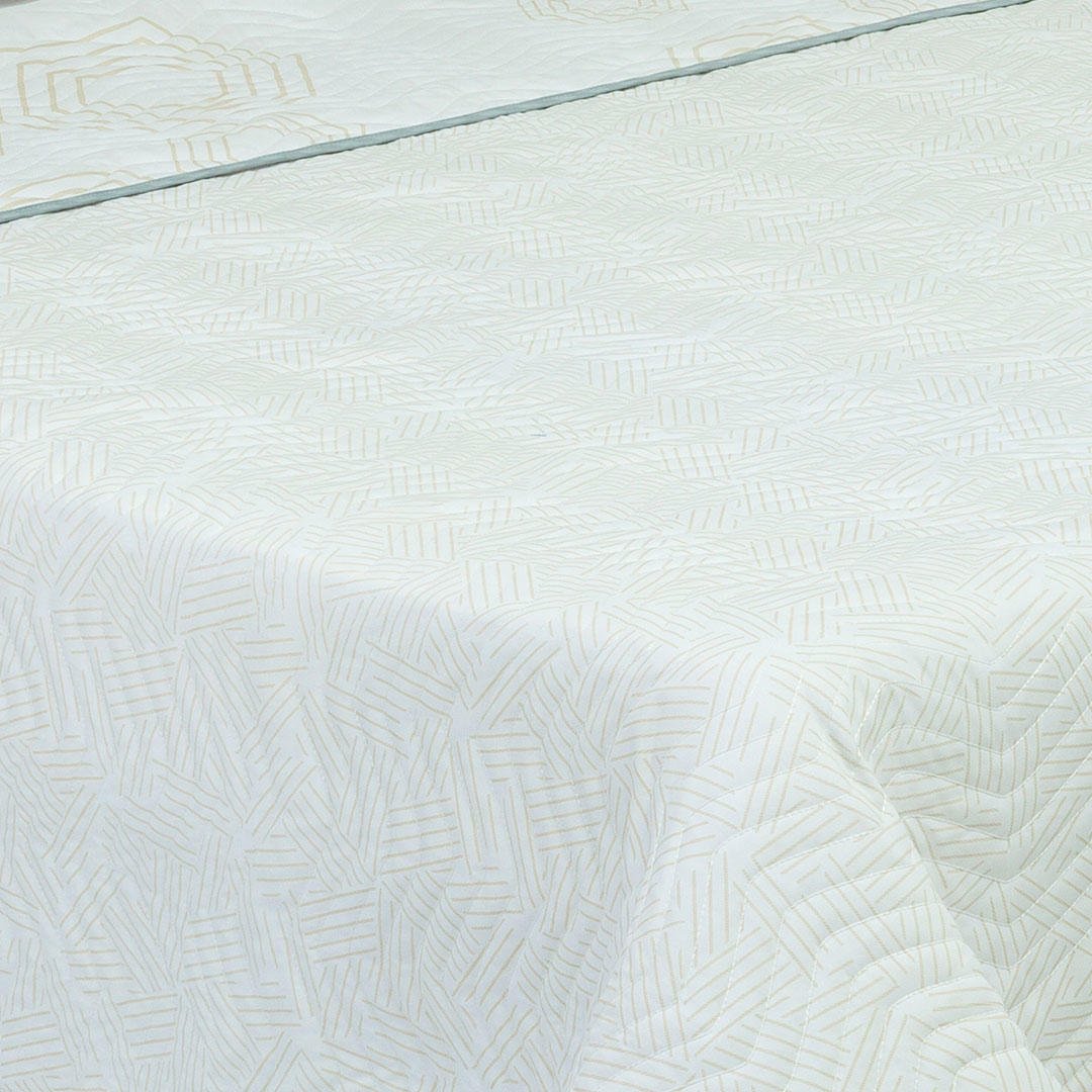 Cubrelecho Español Blanco y Gris para Cama King 200 X 200 Cm Doble Faz de Hexagonos