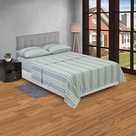 Juego de Sabanas Poliéster Doble 140 cm Gris Oscuro con Líneas Blancas - Ropa de Cama | Bylmo