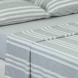 Juego de Sabanas Poliéster Doble 140 cm Gris Oscuro con Líneas Blancas - Ropa de Cama | Bylmo