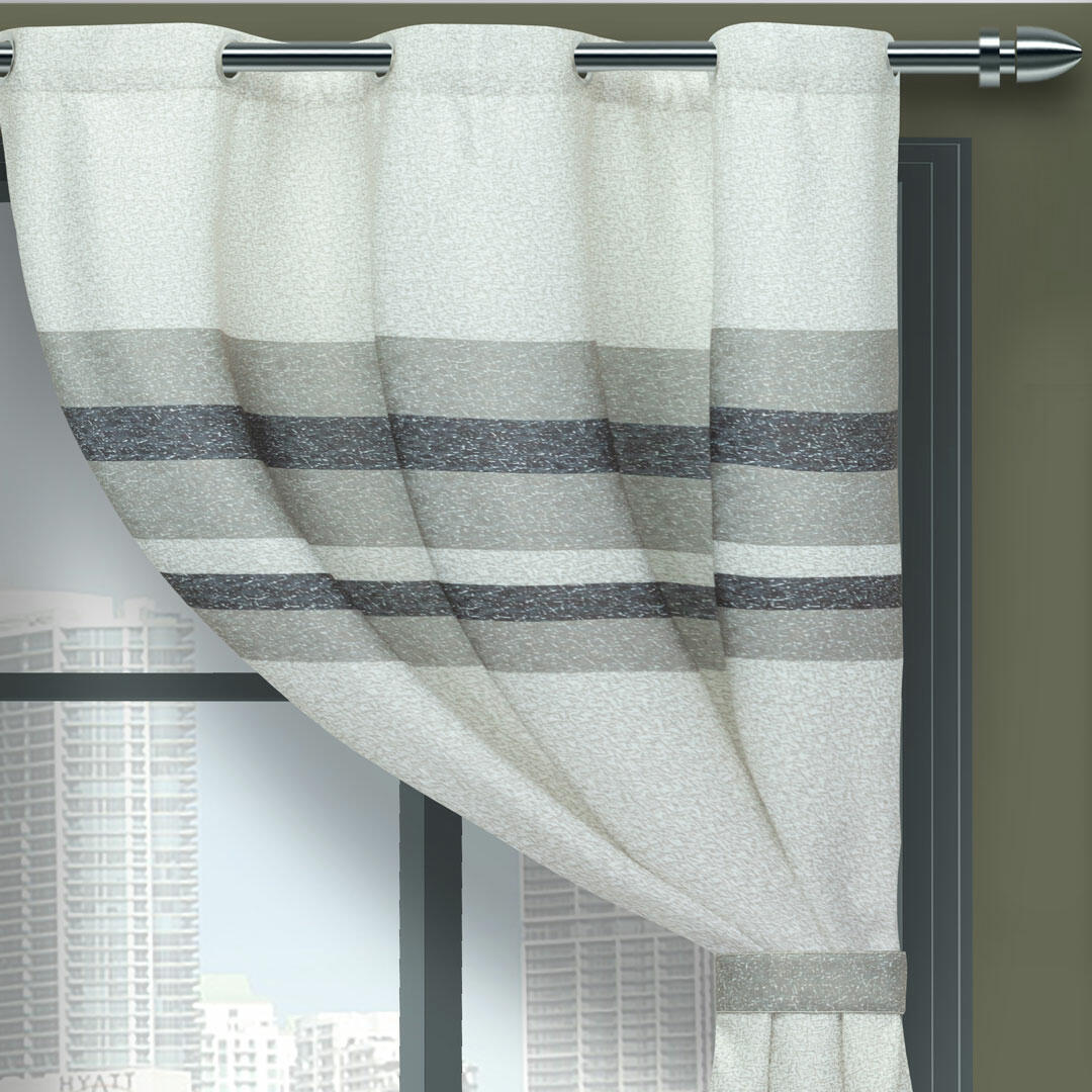Cortina de Argolla Lona Gris de Franjas 265 cm - Cortinas | Bylmo