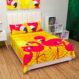 Juego de Sabanas Infantil Microfibra Semidoble 120 cm Amarillo de Flamencos - Ropa de Cama | Bylmo