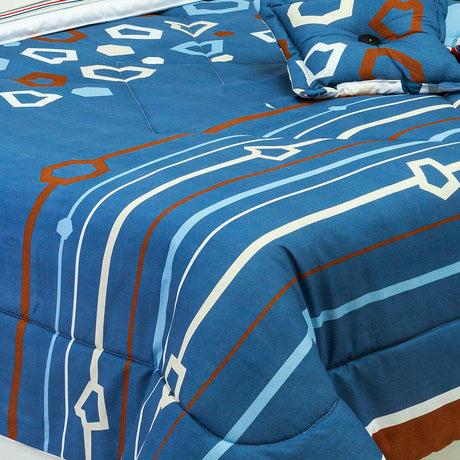 Cubrelecho Súper Acolchado Blanco y Azul para Cama Doble 140 X 190 Cm Doble Faz de Figuras - Ropa de Cama | Bylmo